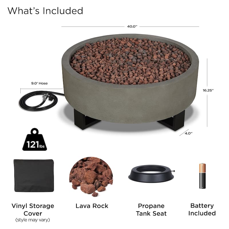 Idledale 40" LP Fire Bowl in Glacier Gray by Real Flame
