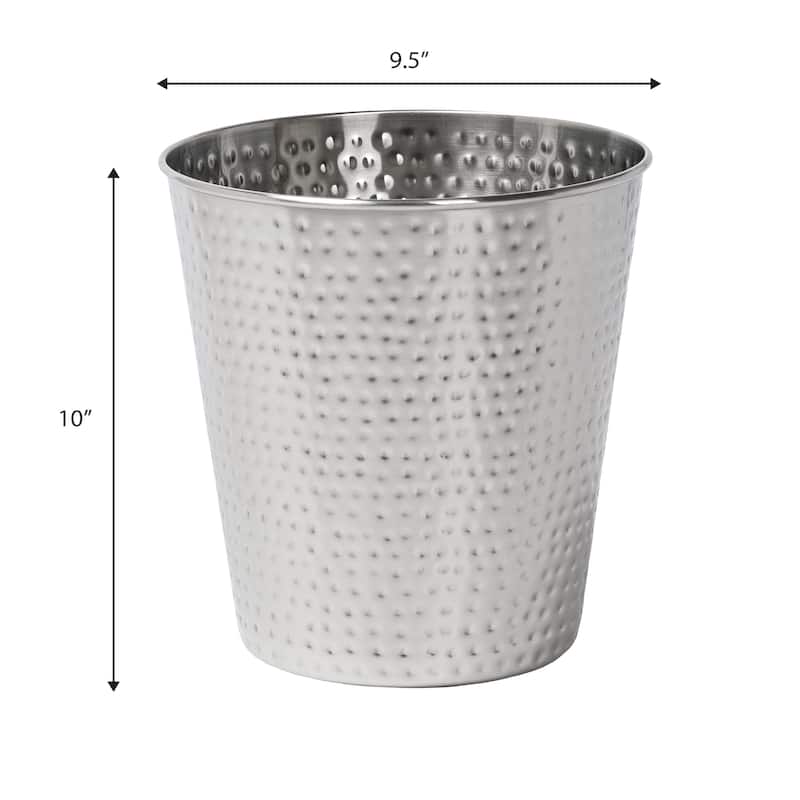 happimess Axel Modern Minimalist Hammered Steel 2-Gallon Wastebasket