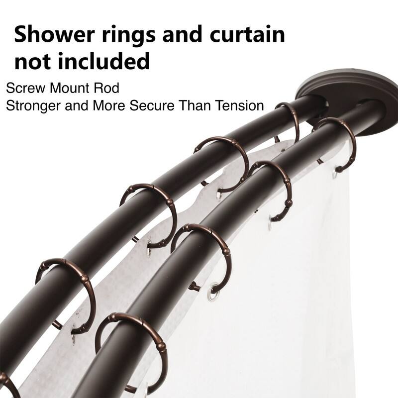 Utopia Alley Rustproof Wall Mounted Aluminum Double Curved Shower Curtain Rod, Screw Mount Rod, Adjustable Rod from 45" to 72"