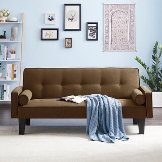 Linen Fabric Modern Convertible Sofa Bed with Removable Armrests - Bed ...