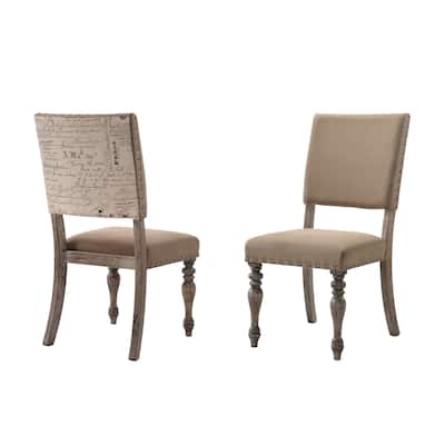 Set of 2 Driftwood Finish Dining Chair with Nailhead