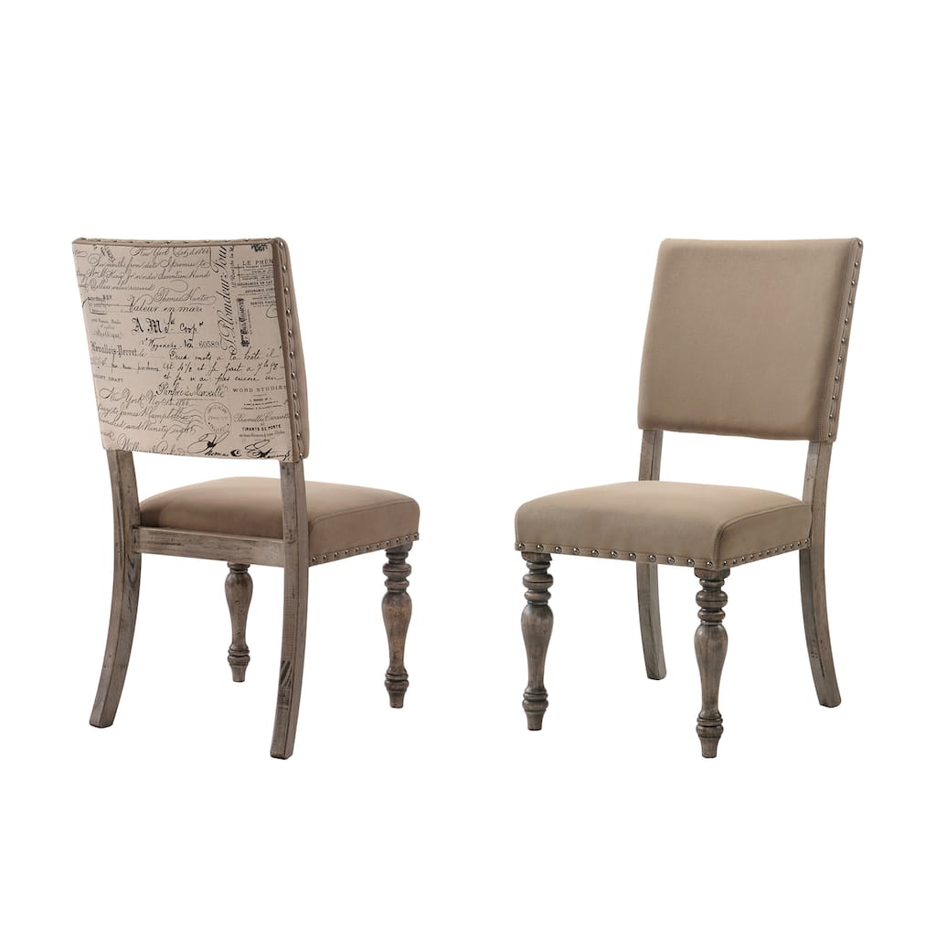 Set of 2 Driftwood Finish Dining Chair with Nailhead