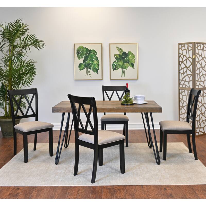 Modern Style Dining Set with Rectangular Table and Cross-back Chairs