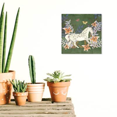 Wynwood Studio Canvas Animals Fantastic Appaloosa Green and Dark Green Traditional Wall Art Canvas Print - Green, White