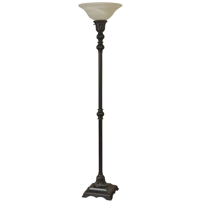 StyleCraft Madison Bronze Floor Lamp - White Glass Shade - Madison Bronze