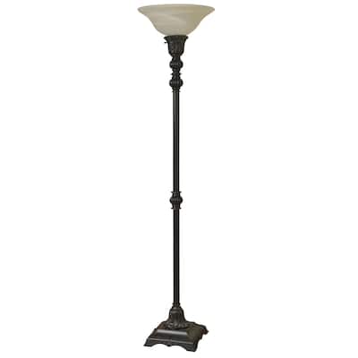 StyleCraft Madison Bronze Floor Lamp - White Glass Shade