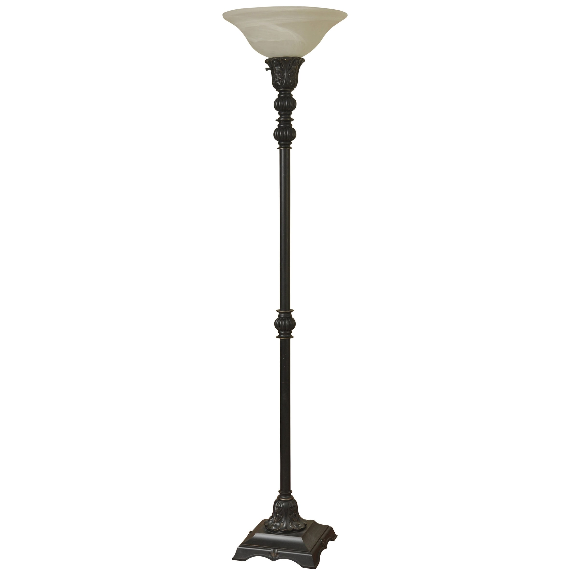 StyleCraft Madison Floor Lamp - Bronze Finish - White Glass Shade