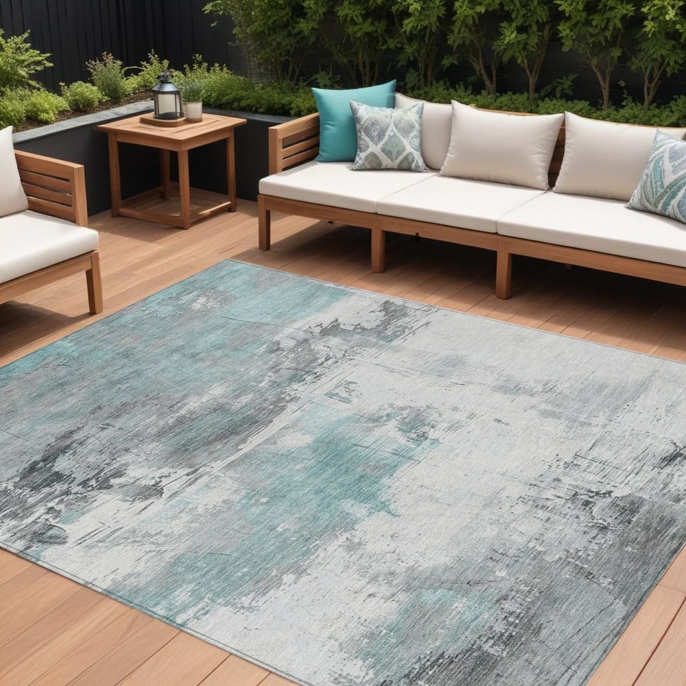 HomeRoots Abstract Transitional Rectangle Outdoor Rug