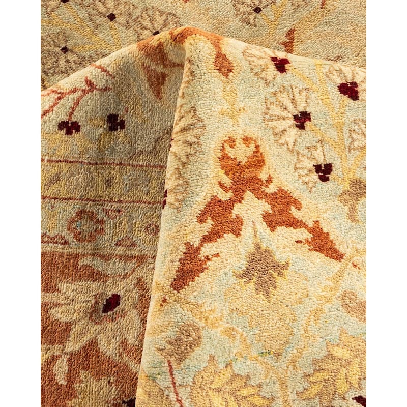 Overton Hand Knotted Wool Vintage Inspired Traditional Ottoman Beige Area Rug - 8' 1" x 10' 4"