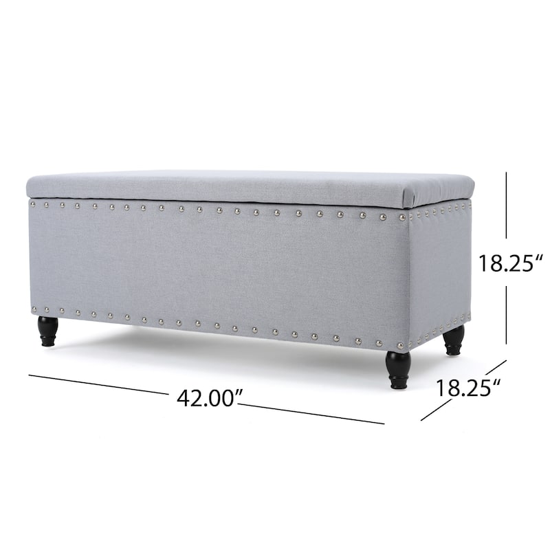 Tatiana Contemporary Fabric Storage Ottoman with Nailhead Trim by Christopher Knight Home