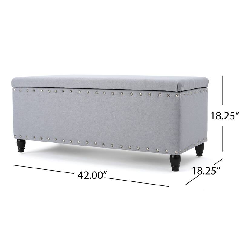Tatiana Contemporary Fabric Storage Ottoman with Nailhead Trim by Christopher Knight Home