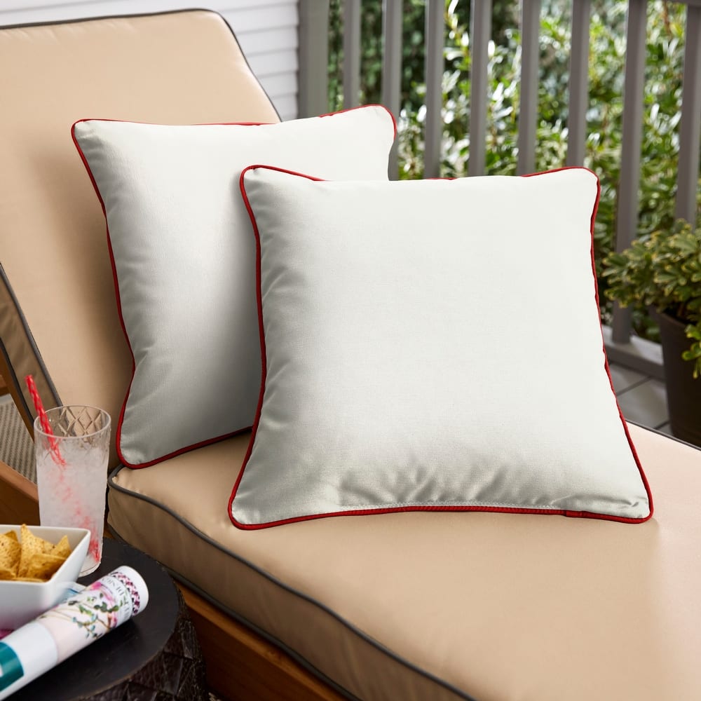 Sunbrella Canvas Natural/ Canvas Jockey Red Indoor/ Outdoor Pillow Set