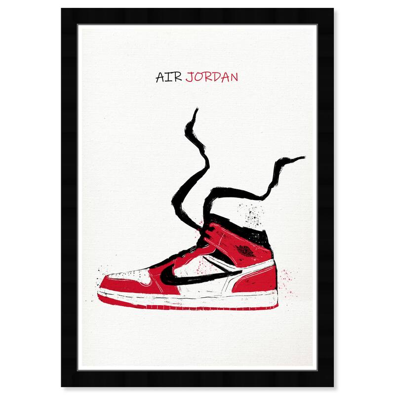 Wynwood Studio Prints Fashion and Glam Air jordan Drawing I Red and Modern & Contemporary Wall Art Canvas Print