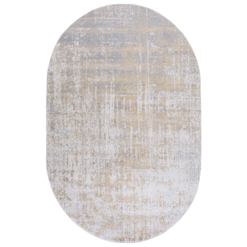 SAFAVIEH Adirondack Guillerma Modern Abstract Distressed Rug - 5' x 8' Oval - Creme/Gold