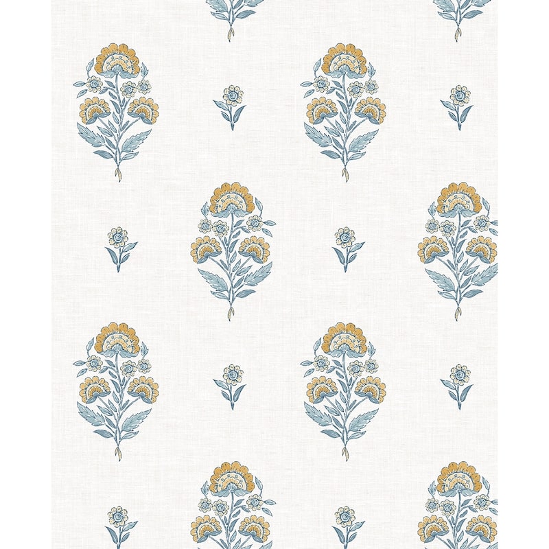 NextWall Floral Spot Peel and Stick Wallpaper - 20.5 in W x 18 ft. L - Marigold & Seabreeze