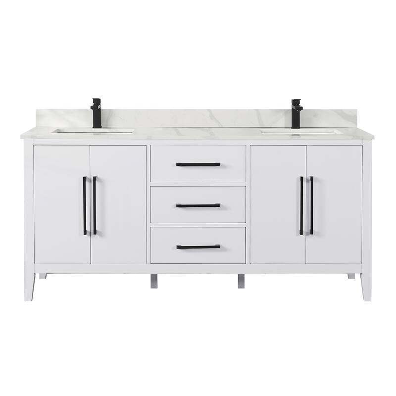 Altair Laurel Bath Vanity with Calacatta White Quartz Stone Countertop without Mirror