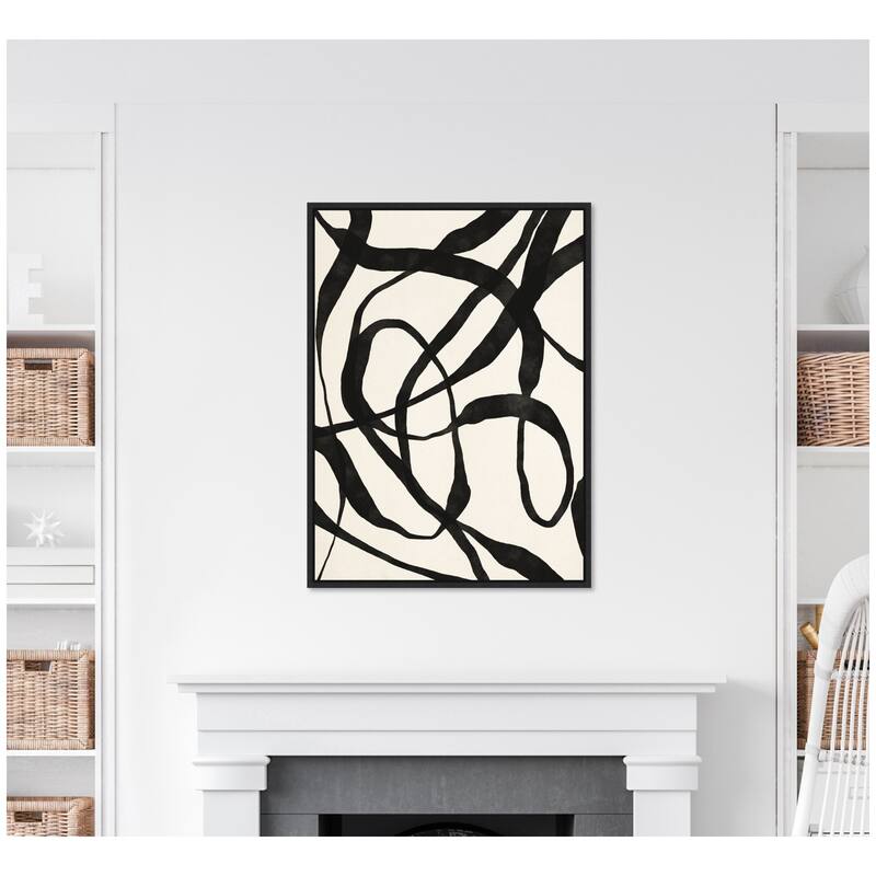 Kate and Laurel Sylvie Black Twist 4 Framed Canvas by Alicia Bock