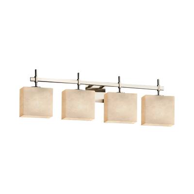 Justice Design Clouds Union 4-light Brushed Nickel Bath Bar, Clouds Rectangle Shade