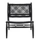 preview thumbnail 18 of 63, SAFAVIEH Bandelier Open Leather Weave Squared Accent Chair. - 26" W x 32" D x 31" H Black/Black