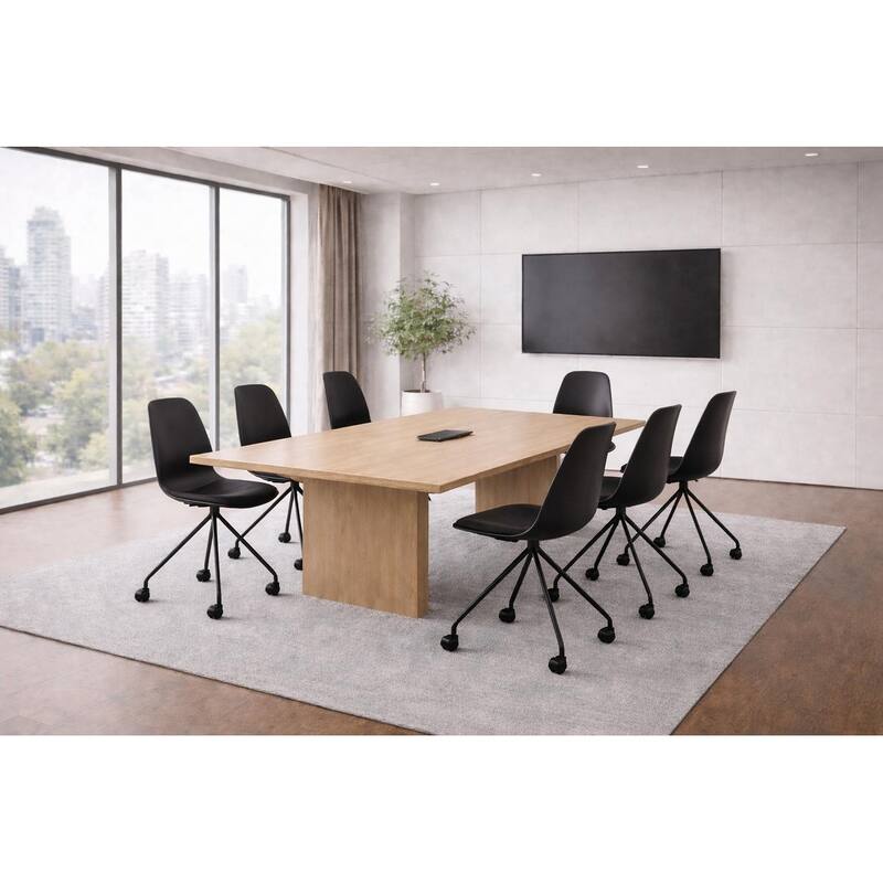 Set of 2 Ergonomic Office Armless Task Chairs with Wheels Plastic Fabric Padded Seat Curved Round Metal Wire Legs for Computer