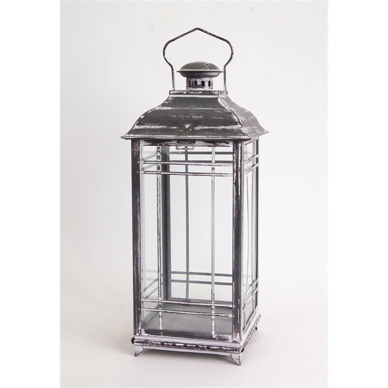 Set of 3 Mission Style Pillar Candle Lanterns with White Finish 20