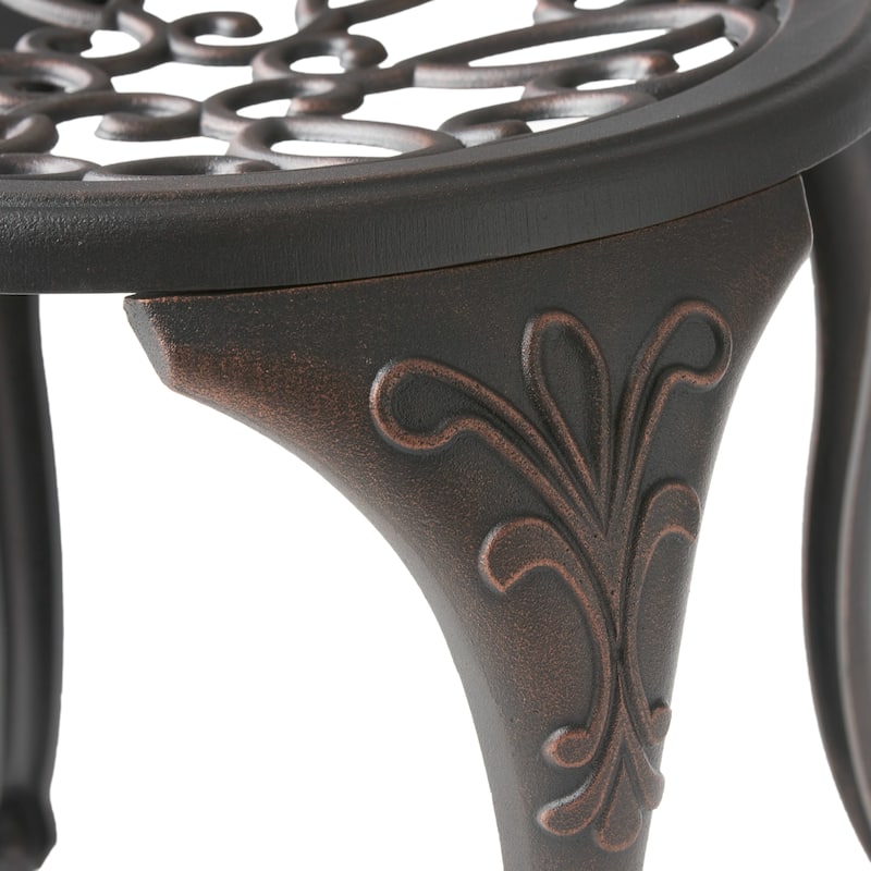 Roomfitters 3-Piece Cast Aluminum Bistro Set Outdoor Patio Furniture with Round Table and 2 Chairs, Black