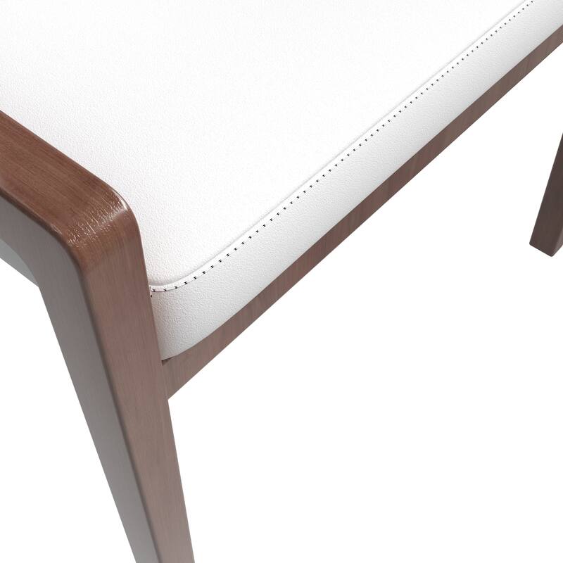 Ethora Leather Dining Chair with Curved Open Back and Rubberwood Legs Set of 4