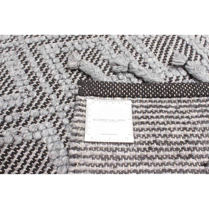 ECARPETGALLERY Braid weave Sienna Grey Wool Rug - 5'0 x 7'7