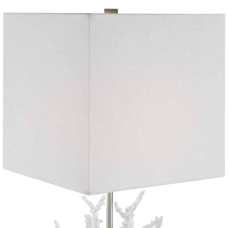Coral Table Lamp with Hardback Shade - 29" - White and Beige