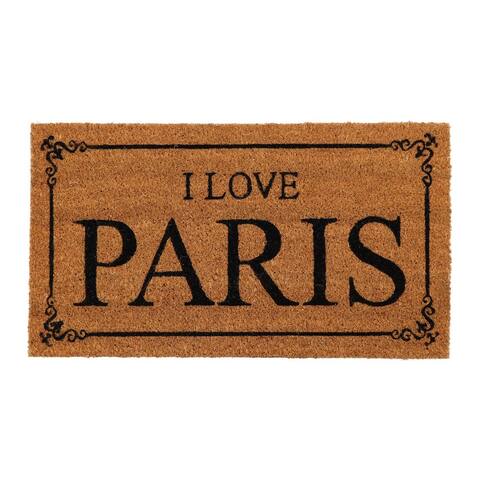 Sheltered Coconut Door Mat Printed I Love Paris 24x13 Natural