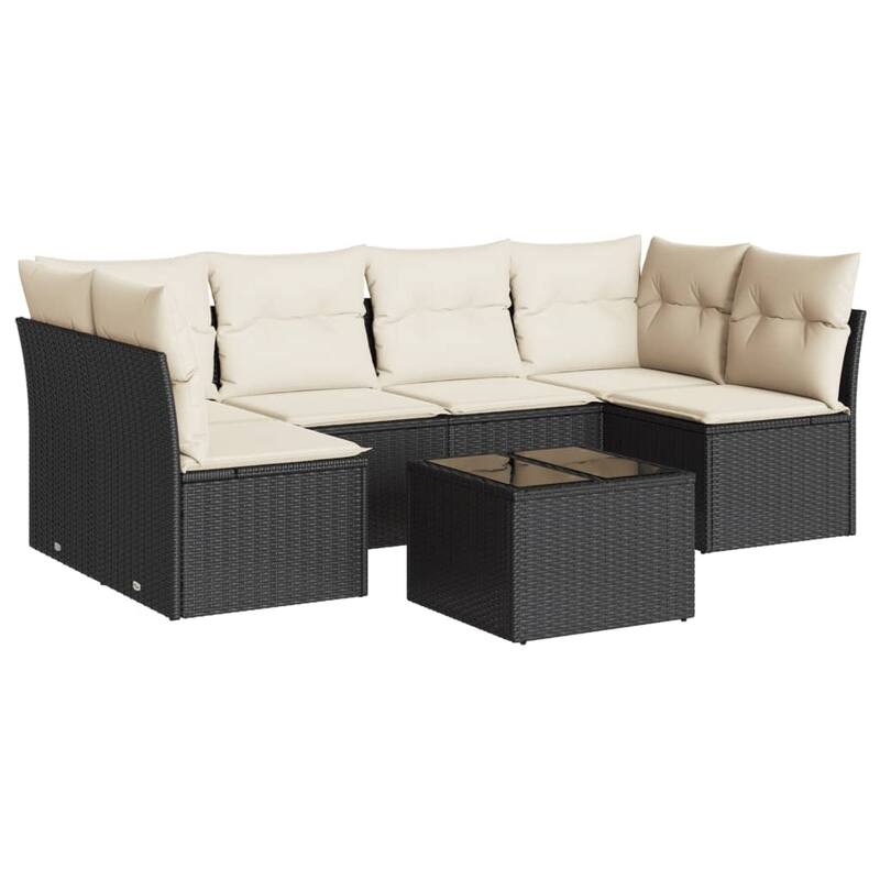 vidaXL Garden Sofa Set Black, Cream White - 21.7 x 21.7 x 14.6