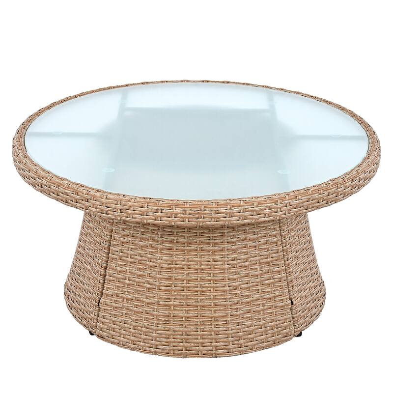 10-Piece Outdoor Sectional Half Round Patio Rattan Sofa Set, PE Wicker Conversation Furniture Set for Free Combination