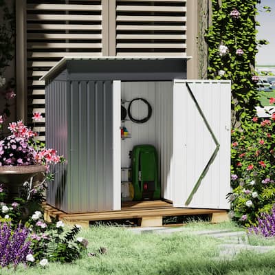 5 x 3 Ft Outdoor Storage Shed, Steel Utility Tool House w/ Lockable Door, Vents, Garden Patio Shed,Gray