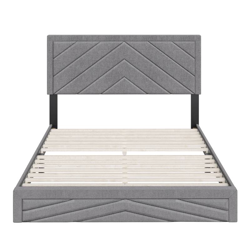 Boyd Sleep Barcelona Diagonal Linen Upholstered Platform Bed Frame
