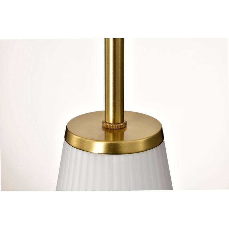 Royale Mini Pendant Burnished Brass Finish Ribbed White Glass - Burnished Brass