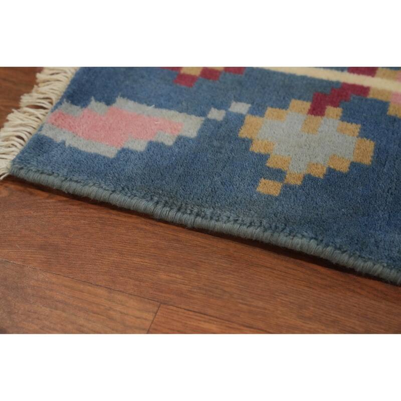 Hand-knotted Tribal Wool Beige Geometric Oriental Area Rug - 11' 4'' X 8' 3''