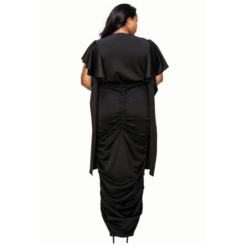L I V D Women's Plus Size Nadia Ruched V Neck Dress