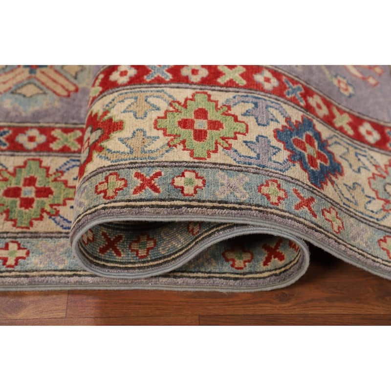 Kazak Oriental Area Rug Handmade Traditional Grey Wool Carpet - 5'0" x 6'8"