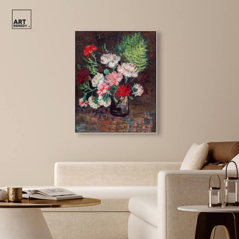 Vase with Carnations Canvas by Art Remedy