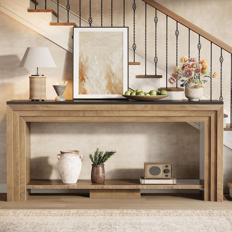 70.9-Inch Farmhouse Console Table with Storage, 2-Tier Behind The Couch for Living Room, Entryway