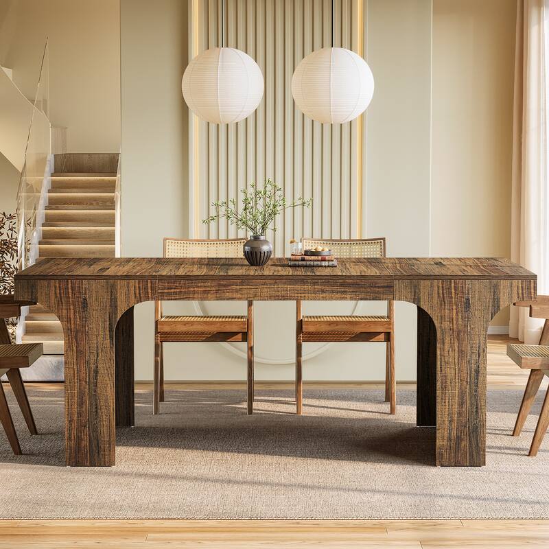 71" Large Wood Dining Table, Rectangular Kitchen Table, Dinner Accent Gathering Table