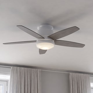 Armon 44 in. Low Profile Flush Mount Ceiling Fan with Reversible Blades, Dimmable LED Light Kit and Remote, Frosted Glass Shade