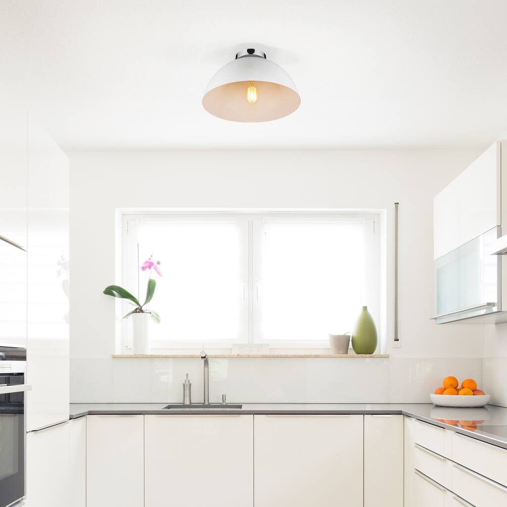 Brady 1-Light Semi-Flush Mount Ceiling Light, Matte White, Chrome