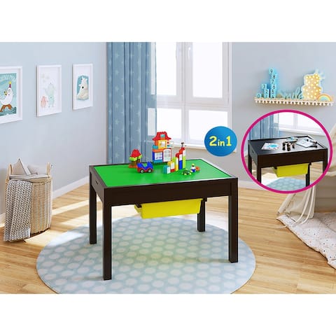UTEX-2 in 1 Kids Large Activity Lego Table with Storage, Espresso