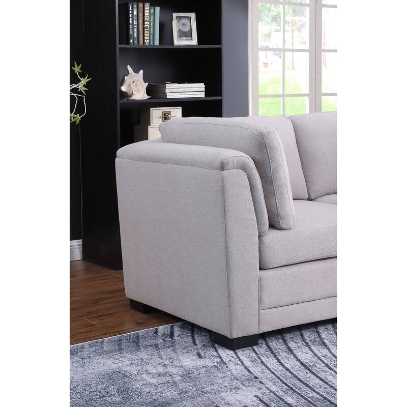 Upholstered Reversible Modular Sectional Sofa in Light Gray