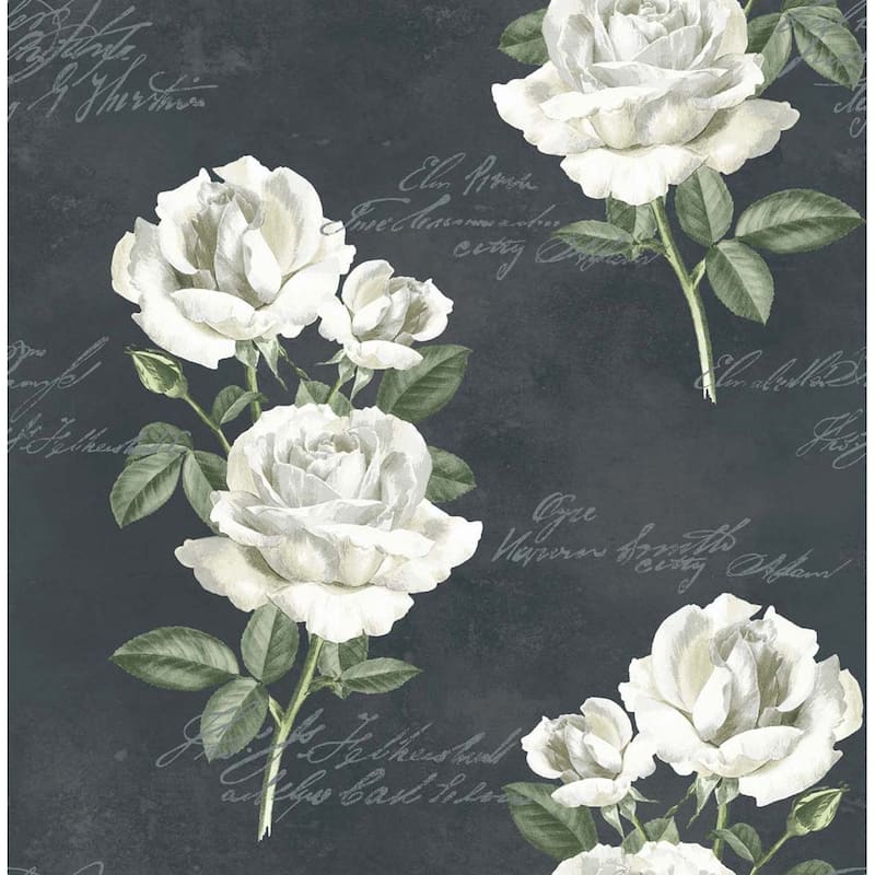 Seabrook Designs Edgewood Floral Script Unpasted Wallpaper - 20.5 in. W x 33 ft. L bolt 56 sq. ft.