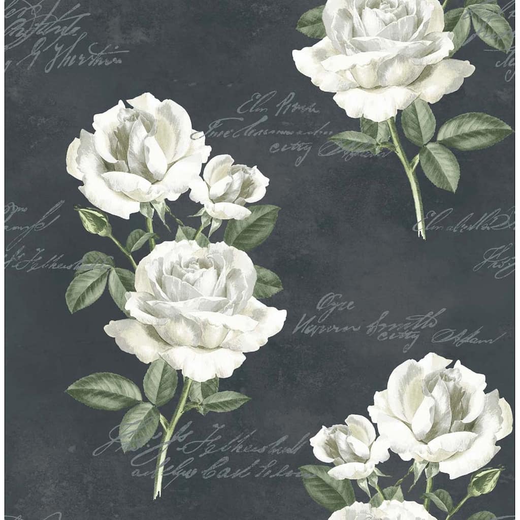 Seabrook Designs Edgewood Floral Script Unpasted Wallpaper - 20.5 in. W x 33 ft. L bolt 56 sq. ft.