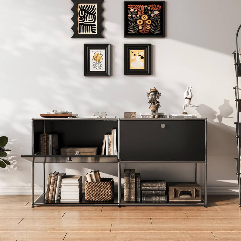 Modern Sideboard Office Storage Credenza Cabinet Metal Organizer