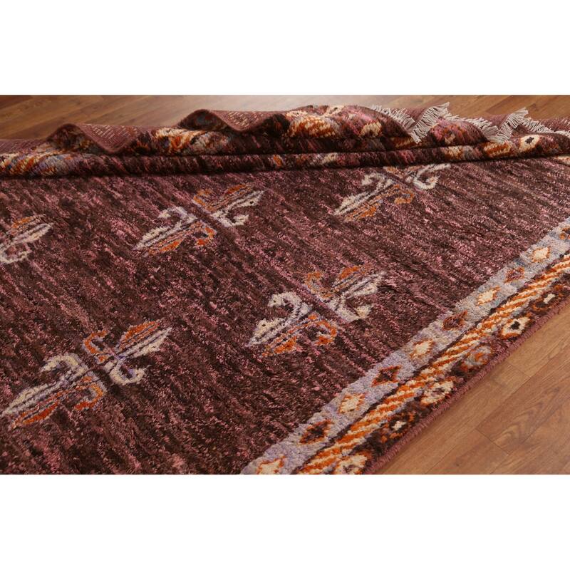Hand Knotted Oriental 100% Wool Carpet Modern Geometric Pink Moroccan Area Rug - 8' 1'' X 5' 8''