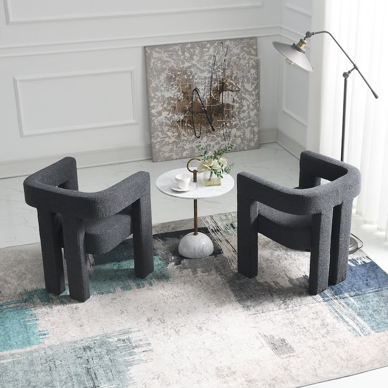 KINWELL 24" Wide Boucle Upholstered Armchair (Set of 2)